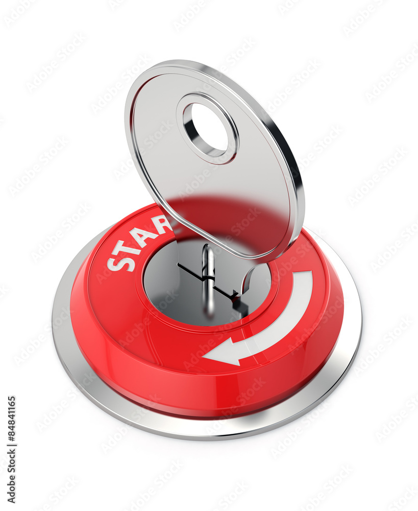 Fotografie Ignition key in the lock ready to start