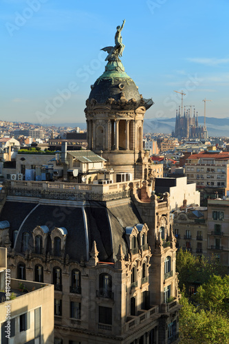 Top view of the building of the insurance company in the center of Barcelona. Spain