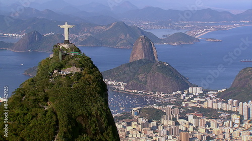 Aerial view of Christ the Redeemer and Sugarloaf,  Rio de Janeiro, Brazil