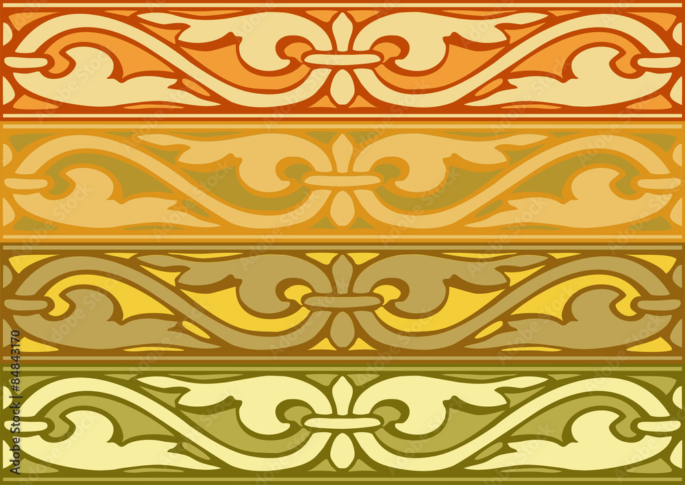 Ταπετσαρία 7 Set of decorative borders vintage style gold