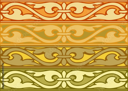 7 Set of decorative borders vintage style gold 