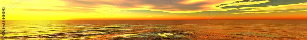 incredible fiery sunset on the sea. panorama.