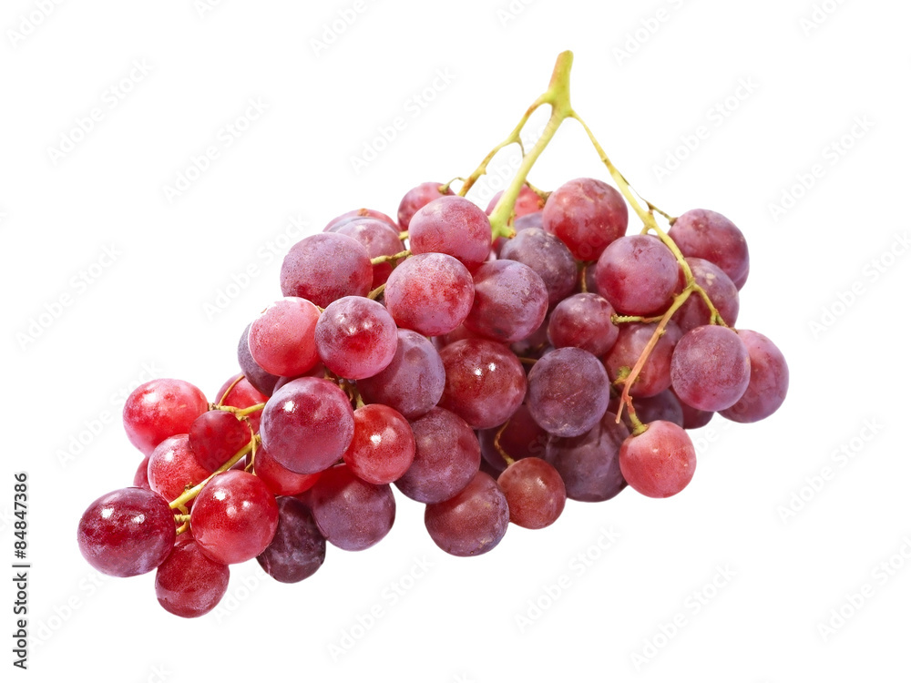 Fresh pink grape.Isolated.