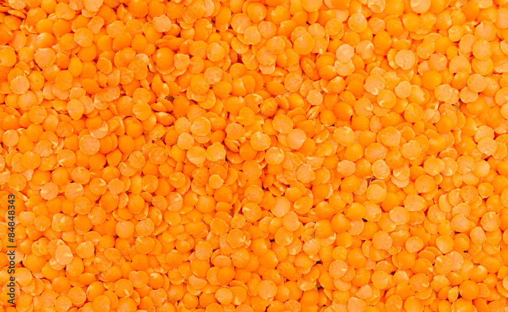 the seeds of red lentils closeup