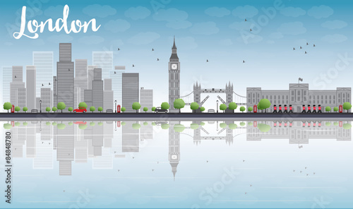London skyline with skyscrapers and clouds