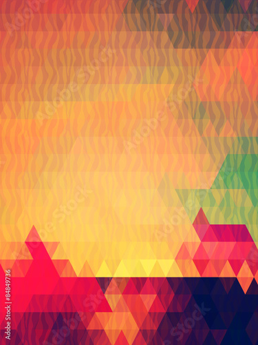 Pink triangles background with wave line texture