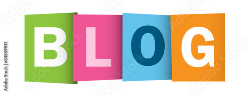 "BLOG" Overlapping Letters Multicoloured Vector Icon