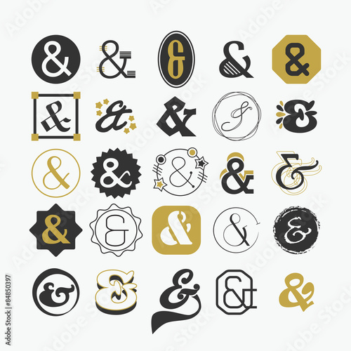 Ampersand sign and symbol design elements set