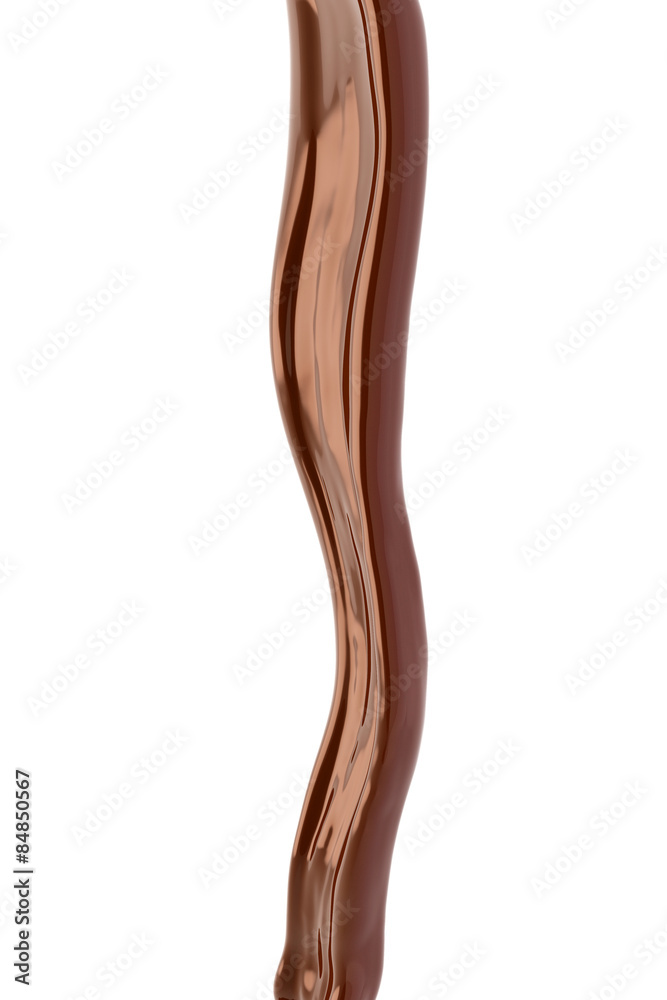 Chocolate flow isolated on white background close up Chocolate flow isolated on white background close up