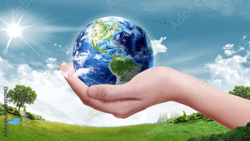 Ecology Earth Concept - Protectors of the Earth (Elements of this image furnished by NASA)