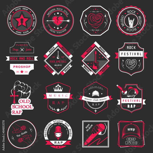 Set of vector logos and badges music