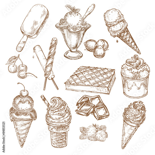 hand drawn ice cream collection