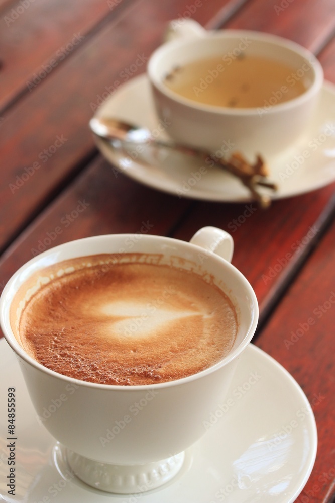 Fototapeta premium Vintage latte art coffee