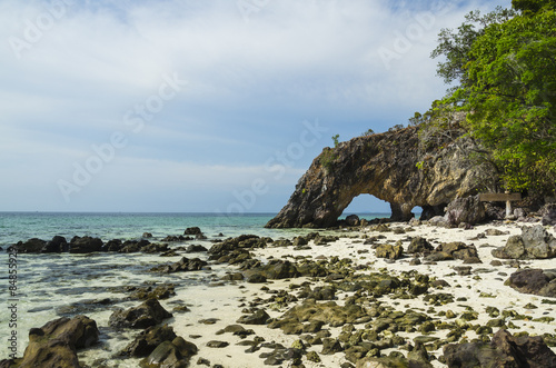 Natural stone arch with beautiful beach at Kho Khai near Tarutao