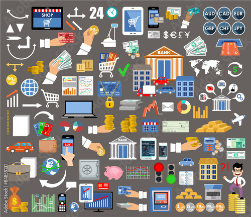 Set of flat design icons for  internet-banking