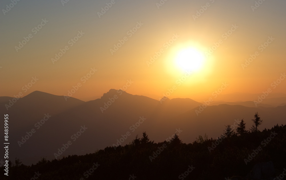 sunset over the Mala Fatra mountains, Slovakia