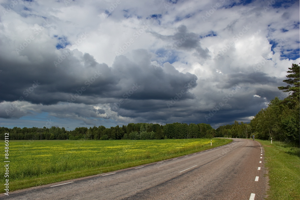 long road across the island Saaremaa, Estonia