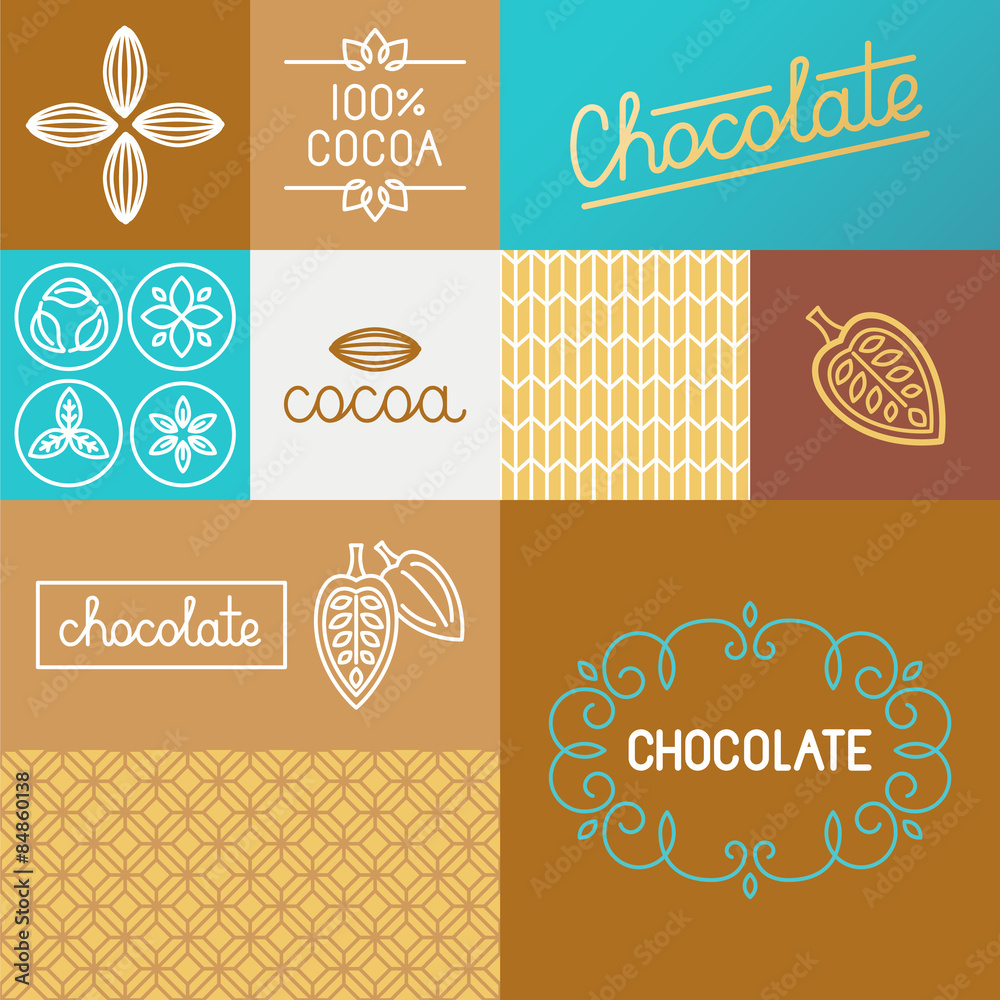 Vector set of design elements for chocolate packaging