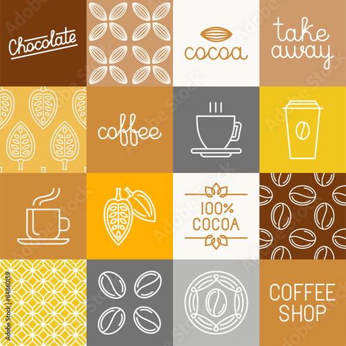 Vector chocolate, cocoa and coffee icons
