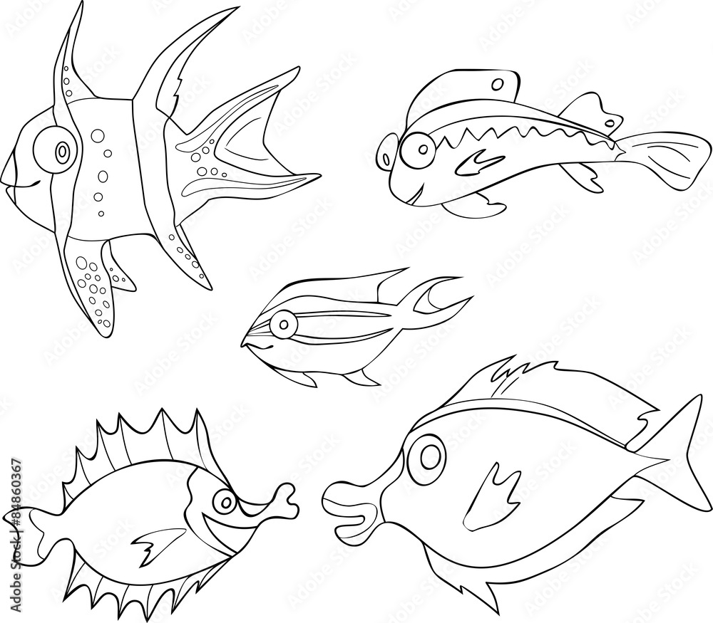 Obraz premium Coloring with Tropical Fish