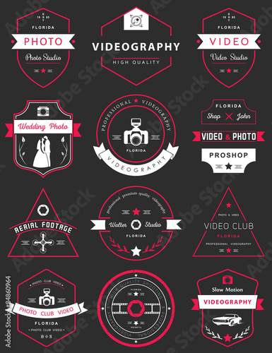 Vector Set of Badges Photography and Videography