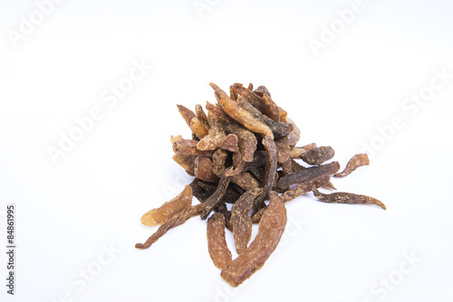 Chinese herbs used in alternative medicine isolated on white bac photo
