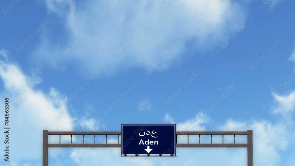 Passing under Aden Yemen Highway Road Sign
Passing under Aden Yemen Highway Road Sign