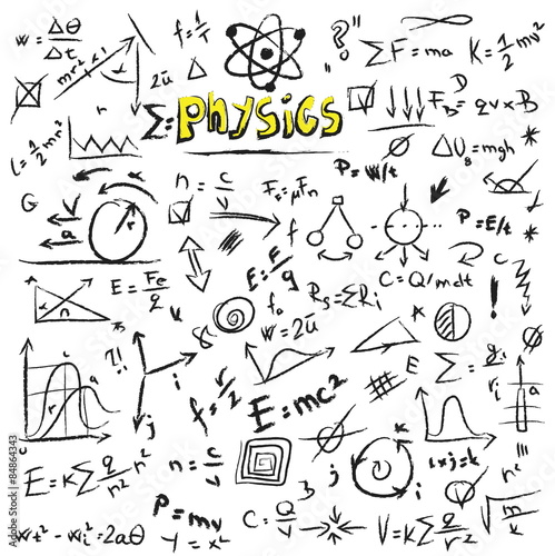 Doodle physics formulas background, texture and pattern