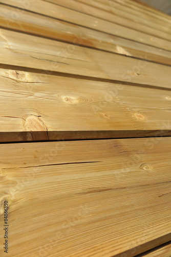 Laminated board wall of a modern wood house under construction photo