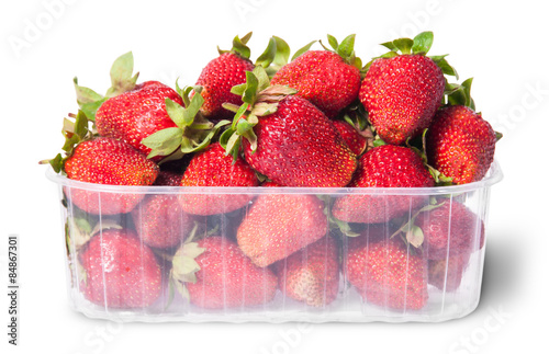Freshly strawberries in a plastic tray