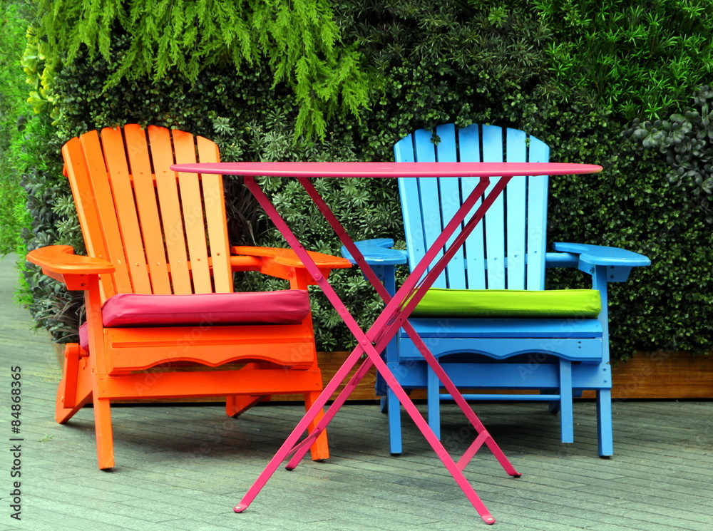 Brightly Painted Garden Furniture Stock Photo Adobe Brightly Painted Garden Furniture Stock, Bright Colored Outdoor Furniture