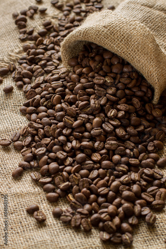 coffee beans on sackcloth © regesha