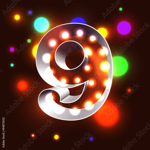 Retro vegas lamps ABC for signboard club cinema or bar - numeral