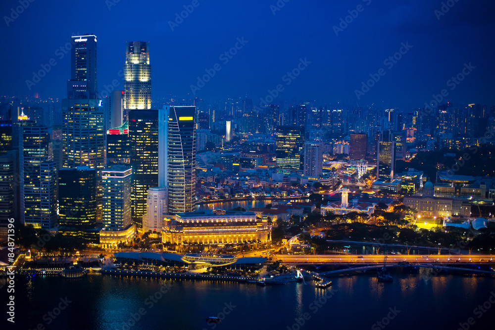 Night view of Singapore city