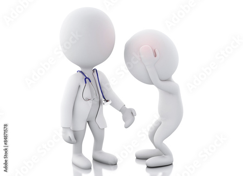 3d doctor, checking patient with headache.