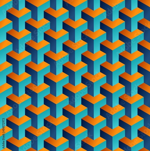 Isometric 3d shapes seamless pattern background