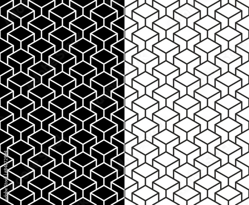 Isometric 3d line cube pattern background