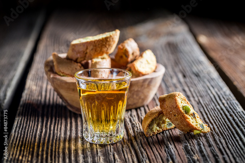 Tableau sur toile Crispy cantucci with wine