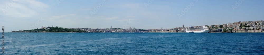 Istanbul Panoramic View from Blue Mosque to Dolmabahce Palace, Turkey