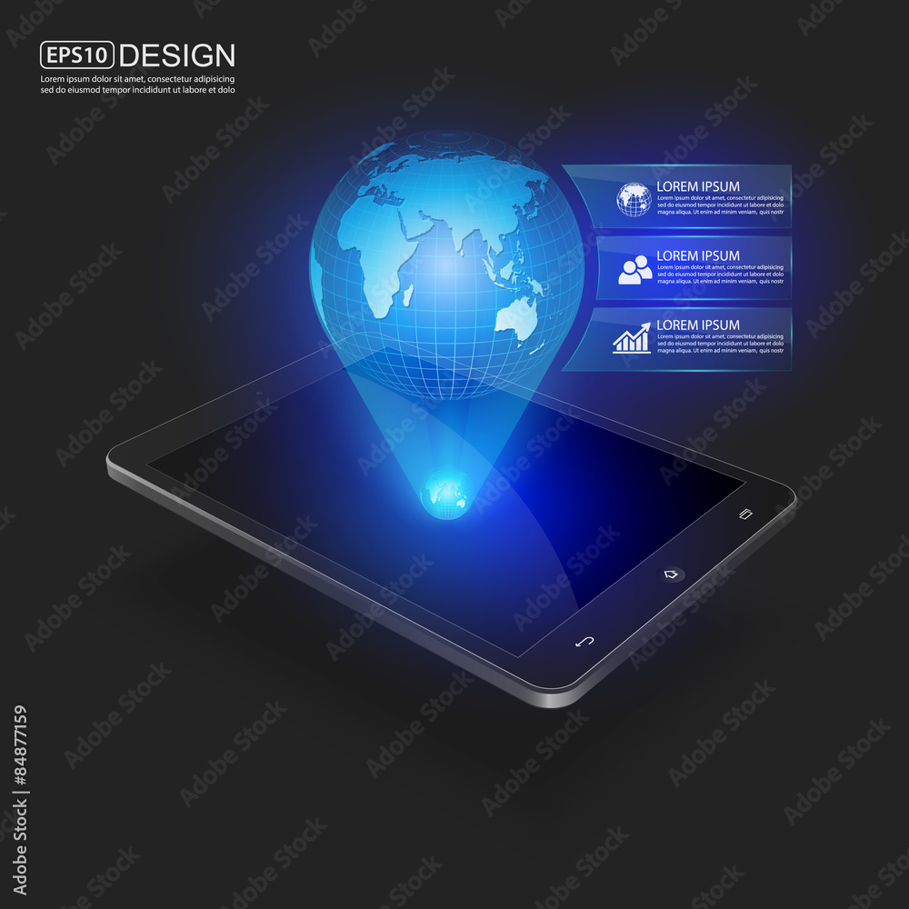 Smart Phones and Globe Connections Design.vector Smart Phones and Globe Connections Design.vector