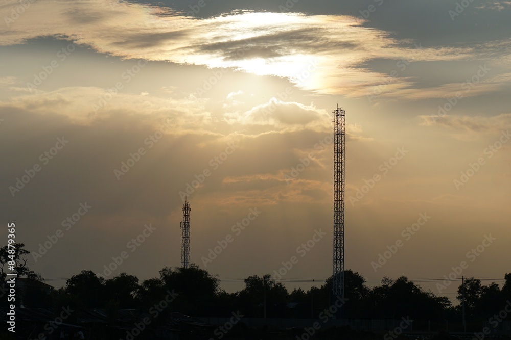 Fototapeta premium evening sky at Construction zone