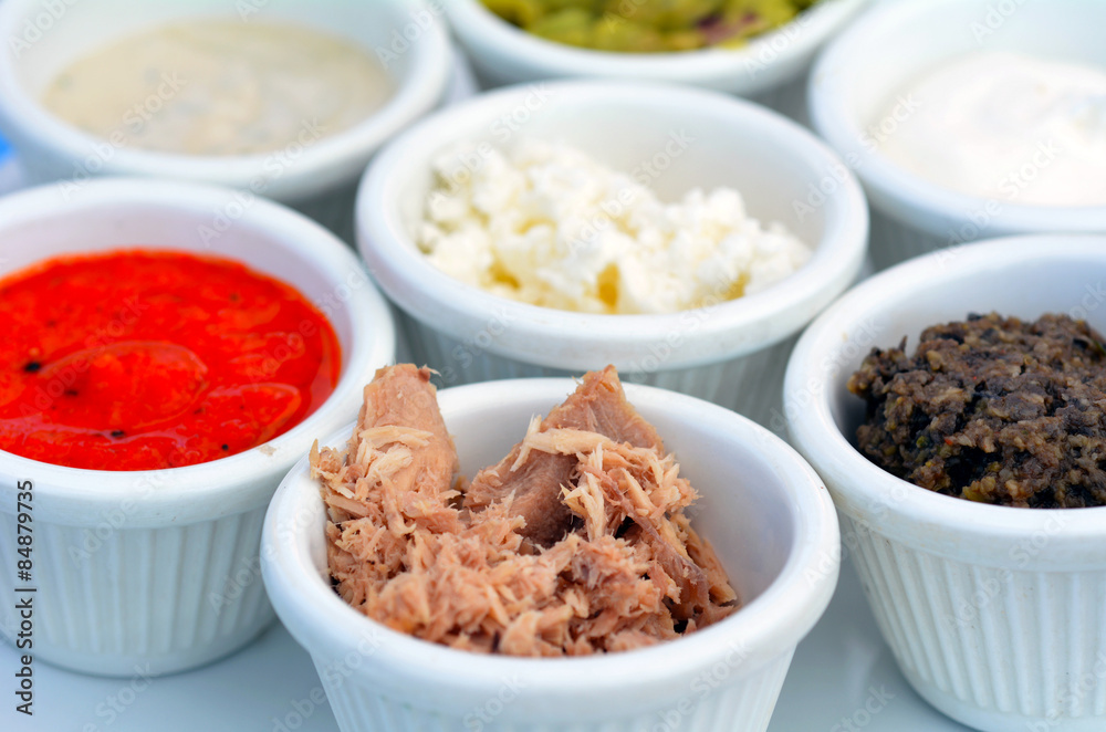 Selection of different sauces dips
