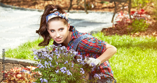 pretty young woman in garden