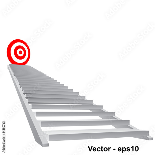 Vector conceptual red target on stair for success