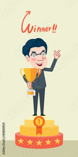 Drawing flat character design victory concept