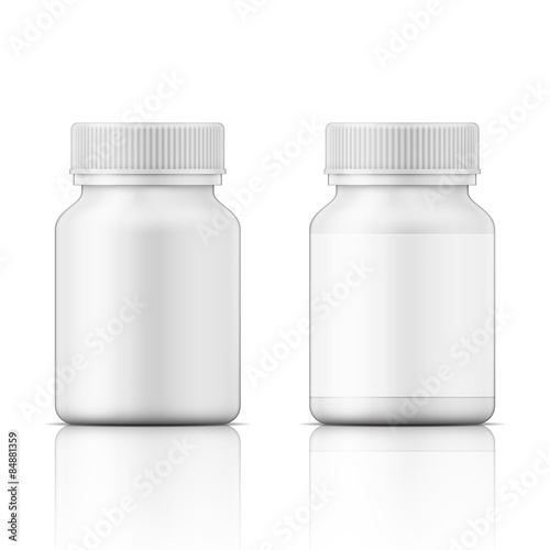 White plastic bottle for pills.