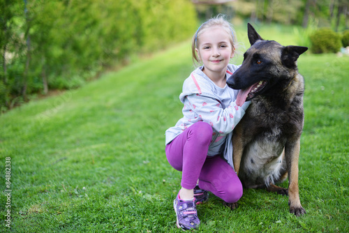 girl and dog photo