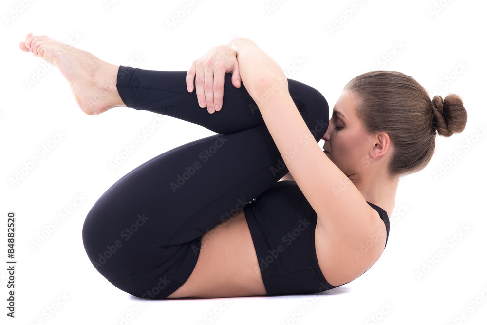 woman in yoga pose isolated on white woman in yoga pose isolated on white