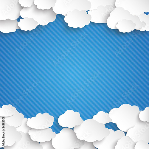 White Paper Clouds Centre Blue Sky