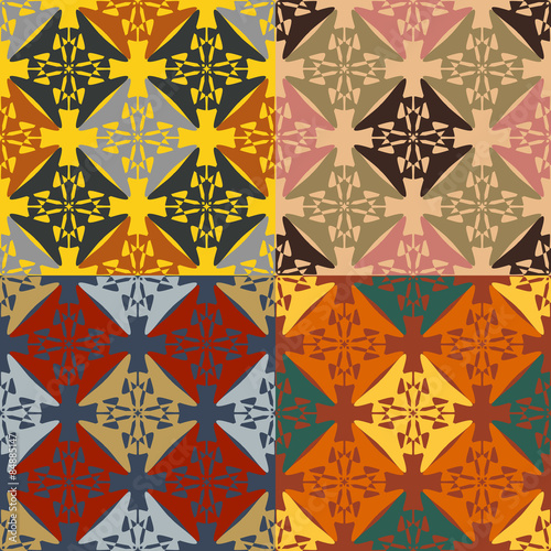 Set of abstract seamless geometric patterns